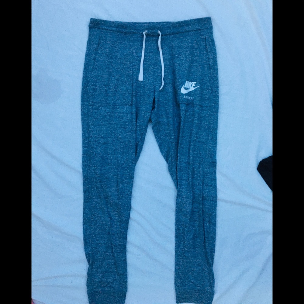 Grey Nike sweatpants.